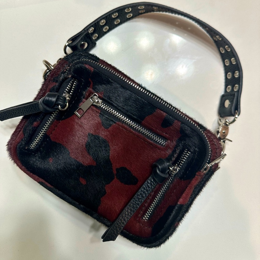 UO Faux Ponyhair Tophandle Moto Bag